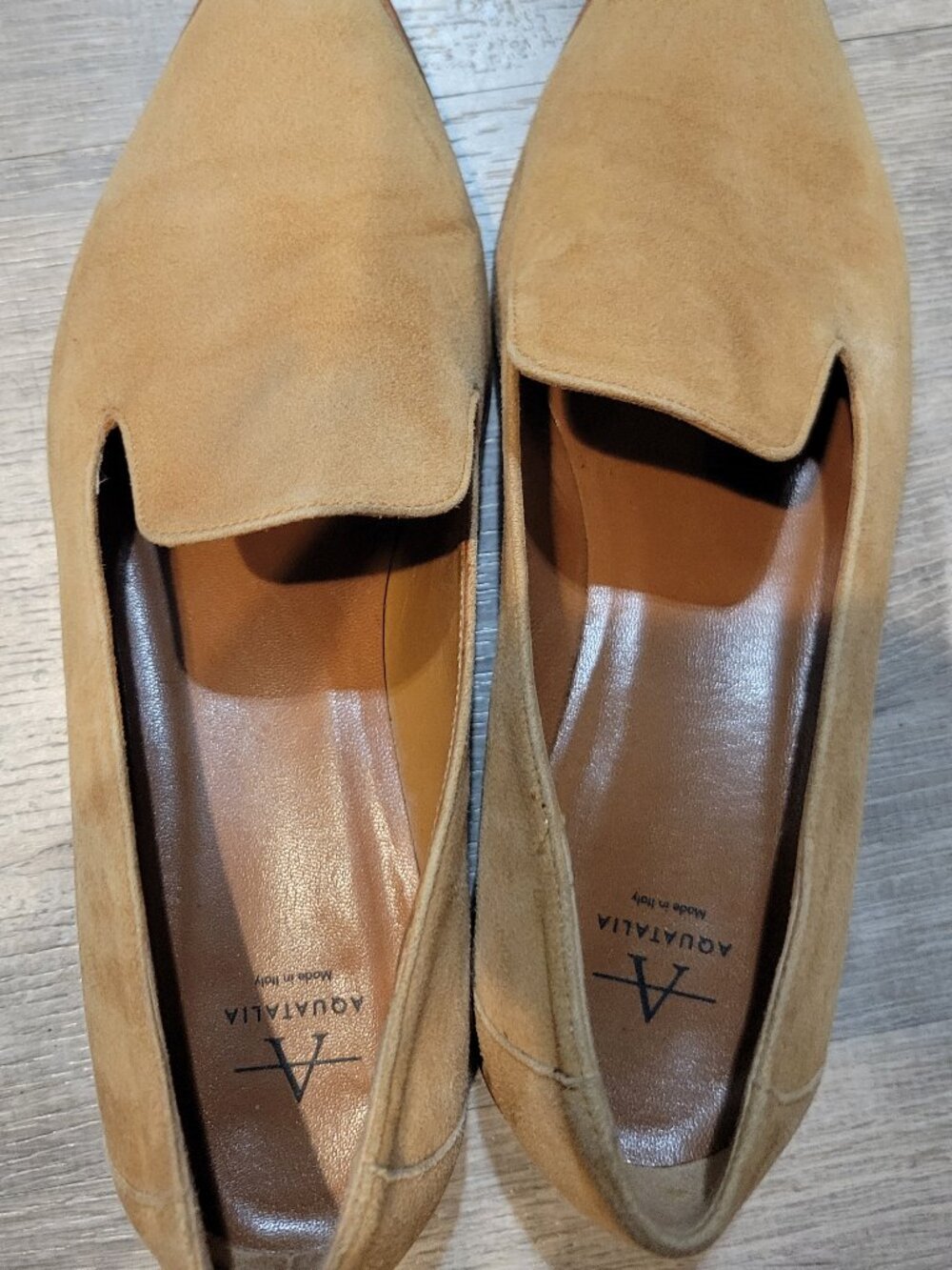 Aquatalia Fianna Cognac Suede Loafers Size 8